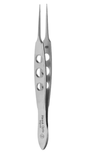 Fixation Forceps, Toothed Forceps with Straight, 5mm Tying Platforms shaft and a Castroviejo Handle