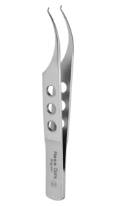 Fixation Forceps, Colibri Toothed Forceps with Curved, 5mm Tying Platforms shaft and a Flat Handle