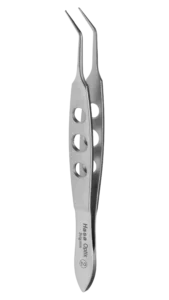 Fixation Forceps, Kelman-McPherson Forceps with Angled, 5mm Tying Platforms shaft and a Castroviejo handle