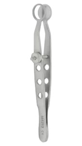 Forceps, Chalazion Forceps, Serrated, Locking Thumb Screw Handle, Round 8mm Plate