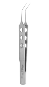 Capsulorhexis Forceps, 45° Angled Thin Shaft, Flat Handle, Length 105mm