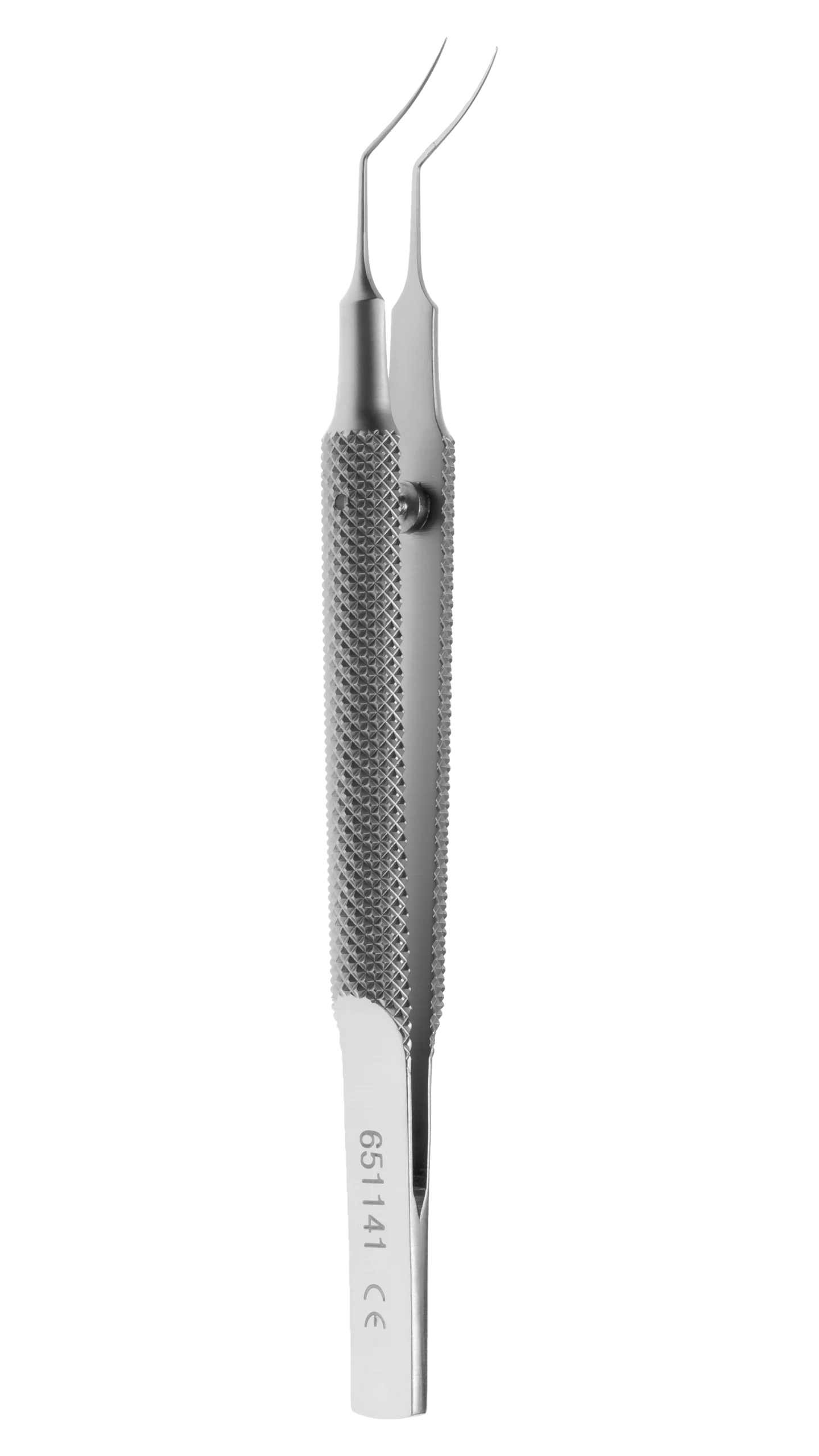 Capsulorhexis Forceps, Curved Thin Shafts, Round Knurled Handle